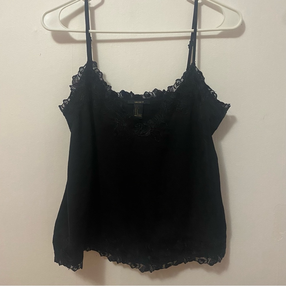 Silky Black tank top with lace